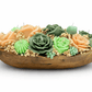 decorative organic soy wax flower candles in wooden bowl