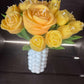 handmade yellow flower soy candle bouquet in white ceramic vase decorative arrangement