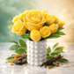 handmade yellow flower soy candle bouquet in white ceramic vase decorative arrangement