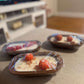 Handmade dough bowl candle — multi-wick, natural wooden bowl with pumpkin & leaves (or red floral) wax embeds