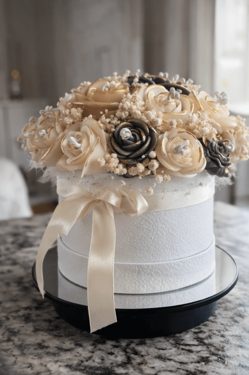 Handmade luxury flower candle bouquet with vanilla floral scent in decorative box