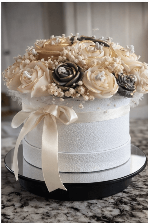 Handmade luxury flower candle bouquet with vanilla floral scent in decorative box