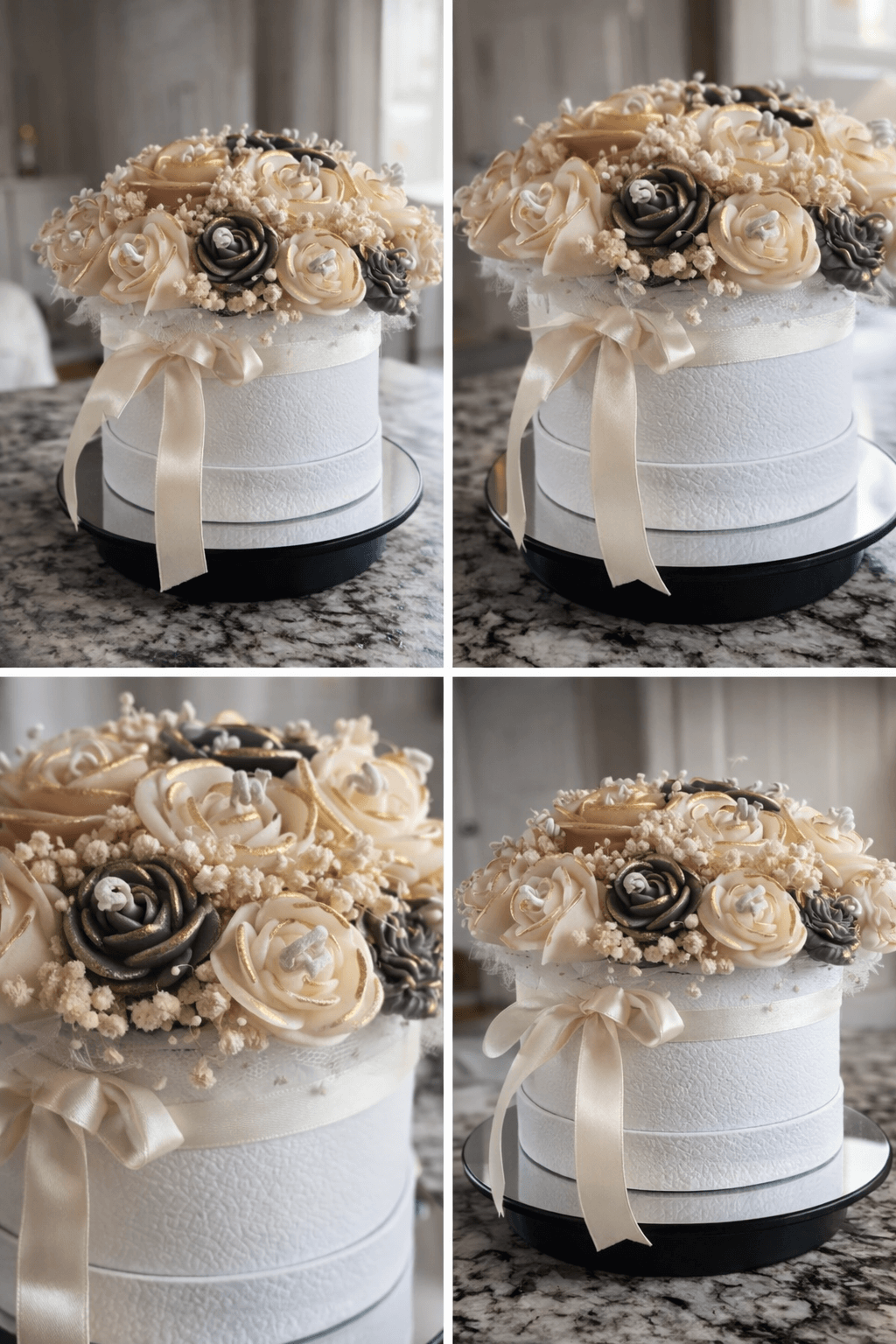 Handmade luxury flower candle bouquet with vanilla floral scent in decorative box