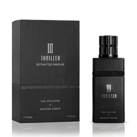 III Thriller by Maison Asrar Extrait de Parfum 100ml black bottle and box