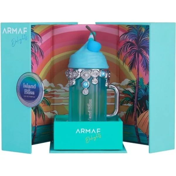 Shop Armaf Island Bliss 100ml – a tropical floral-gourmand scent with wild berries, coconut, vanilla, and musk. Joyful, fresh, long-lasting.
