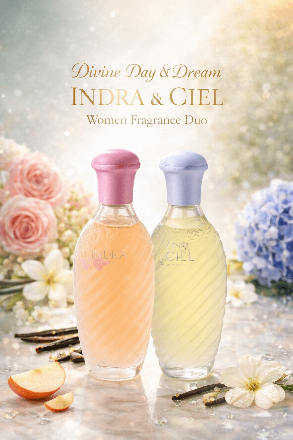 Indra and Ciel Women Eau de Parfum Spray Set by Jacques Saint Pres displayed together with original packaging