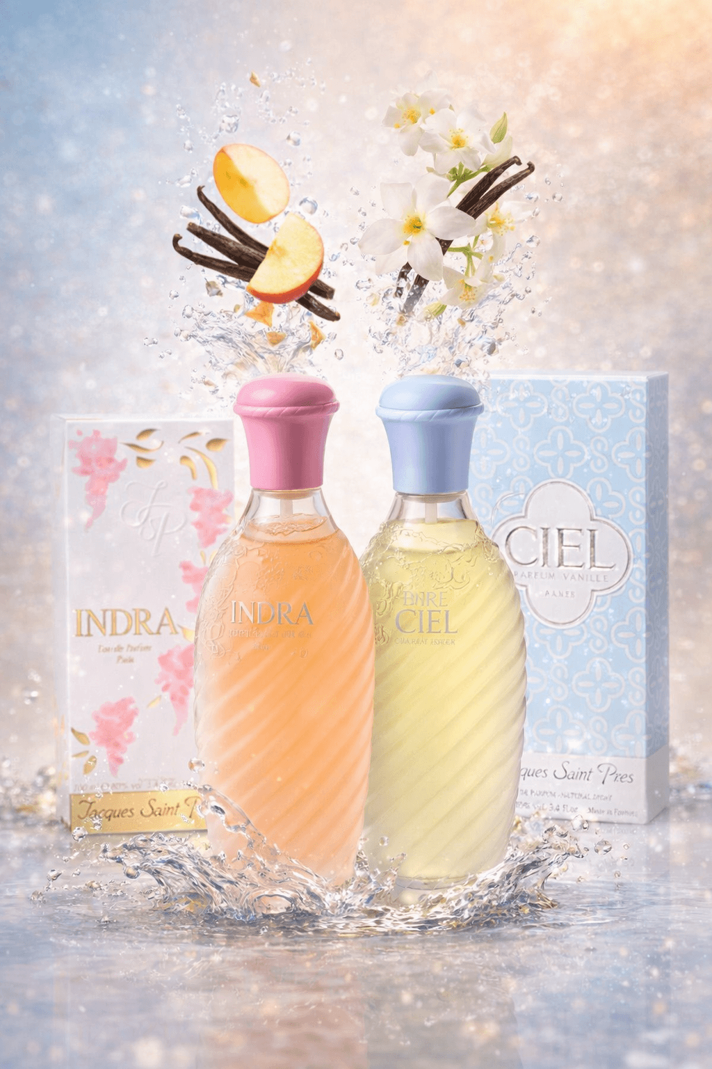 Indra and Ciel Women Eau de Parfum Spray Set by Jacques Saint Pres displayed together with original packaging