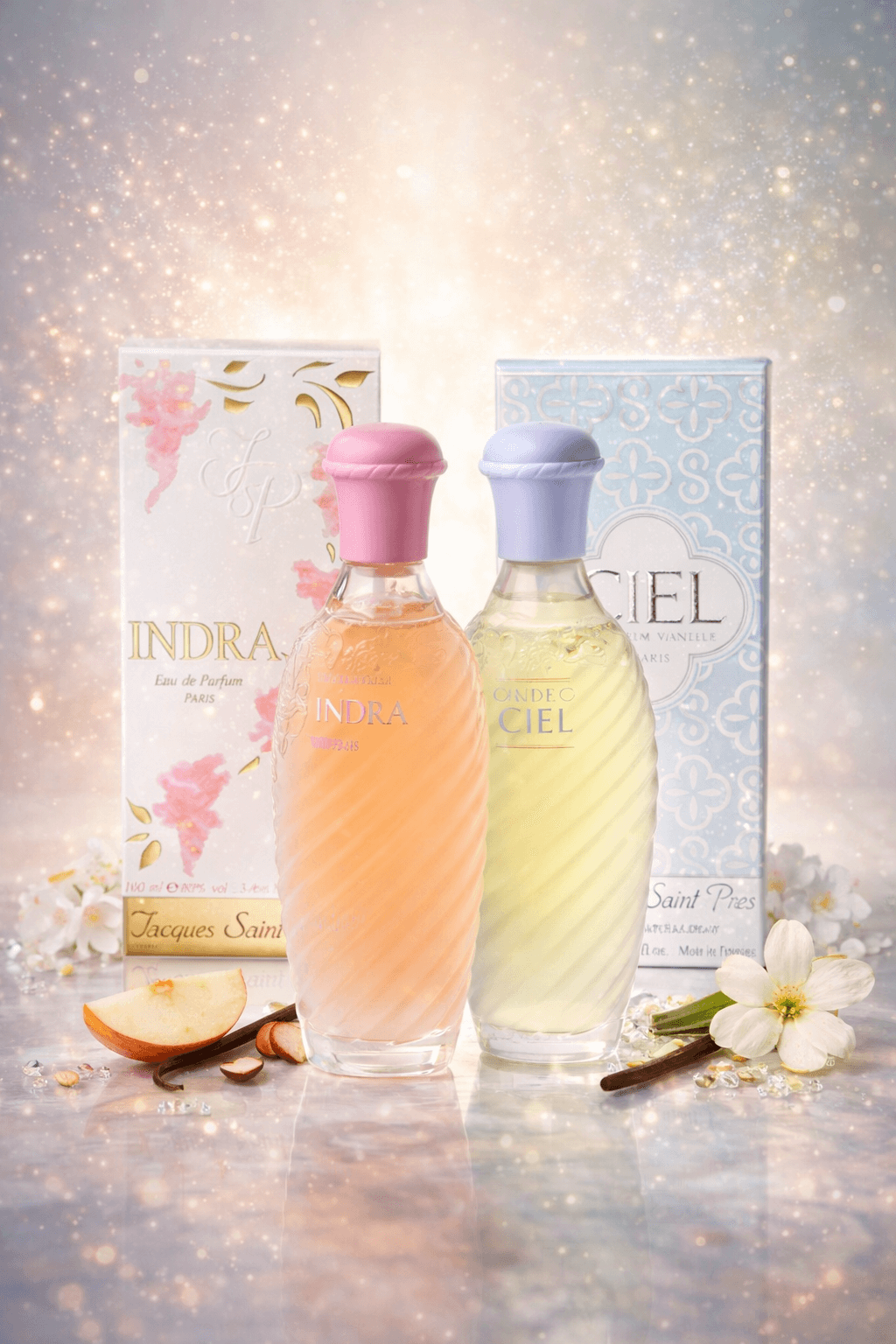 Indra and Ciel Women Eau de Parfum Spray Set by Jacques Saint Pres displayed together with original packaging