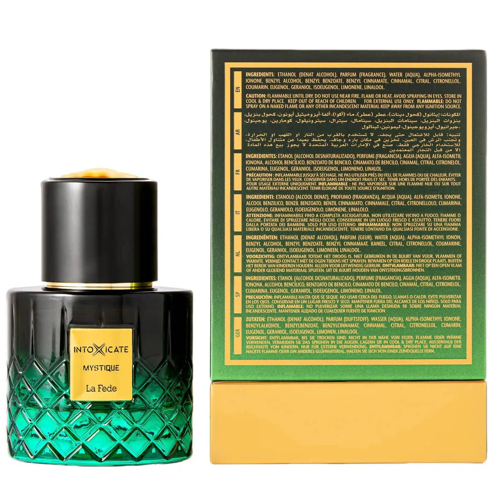 Khadlaj La Fede Intoxicate Mystique Extrait de Parfum 100ml bottle and box