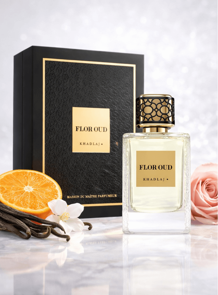 Khadlaj Maison Flor Oud Eau de Parfum 100ml bottle and box front view