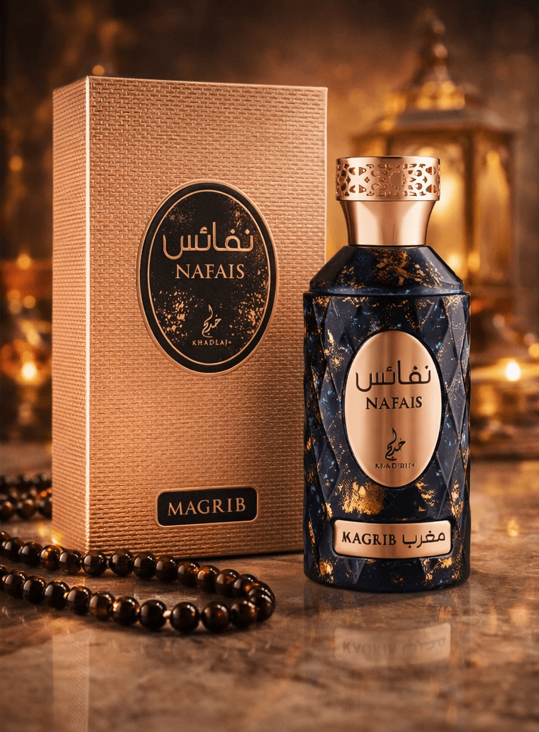 Khadlaj Nafais Magrib Eau de Parfum unisex luxury oriental fragrance bottle and box
