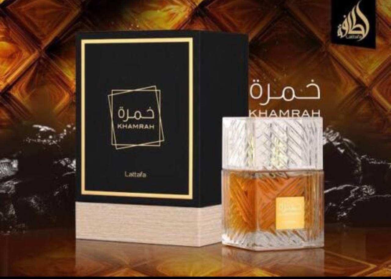 Shop Lattafa Khamrah Eau de Parfum 100ml – a warm spicy, sweet, and woody fragrance. Long-lasting, elegant, and powerful.