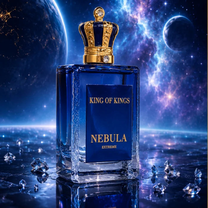King of Kings Nebula Extreme Parfum 100 ml unisex blue fragrance bottle and retail box