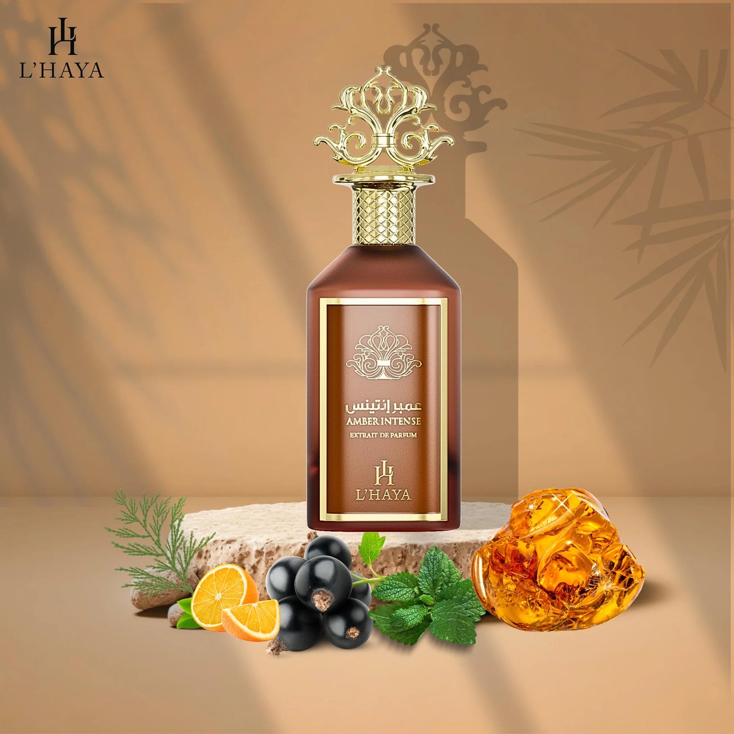 L’HAYA Amber Intense Extrait de Parfum bottle unisex amber cedar lavender vanilla fragrance