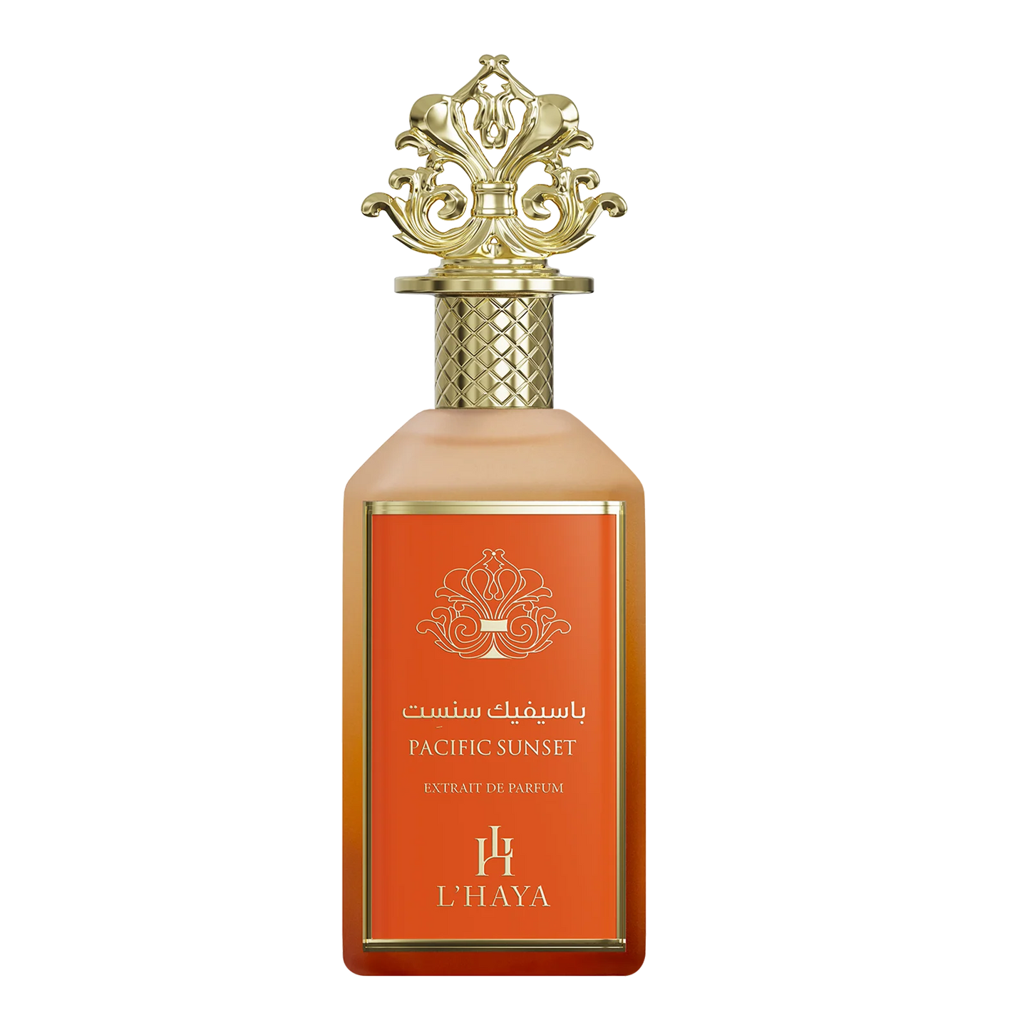L’HAYA Pacific Sunset Extrait de Parfum bottle unisex fragrance with citrus, apricot, fig and ambrette notes