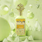L’Haya Zesty Meringue Extrait de Parfum bottle with green luxury background