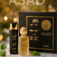 Shop Lattafa Asad 3 Piece Set – Eau de Parfum, Hair Mist, and Body Spray. A bold men’s fragrance gift set, powerful, elegant, and long-lasting