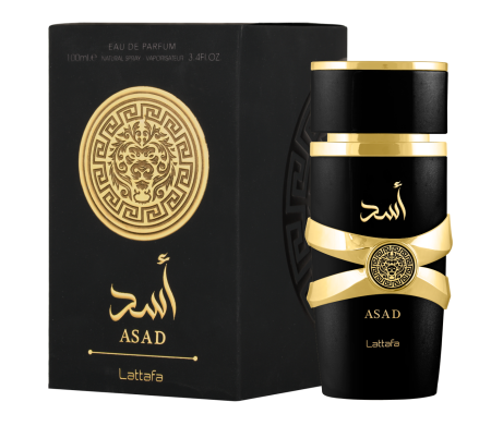 Shop Lattafa Asad Eau de Parfum 100ml – a powerful spicy, sweet, and woody fragrance for men. Bold, long-lasting, and unforgettable.