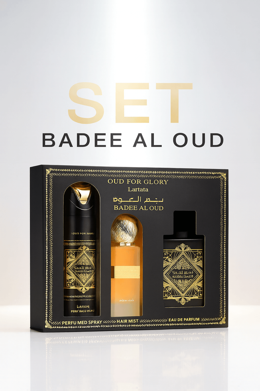 Lattafa Badee Al Oud Oud for Glory 3 Piece Set – Luxury Unisex Gift Set
