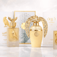Lattafa fragrance bundle featuring Shaheen Gold, Afeef, and Tharwah Gold on a premium reflective background