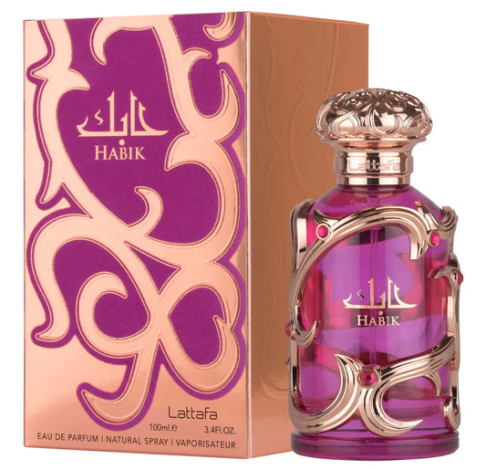 Lattafa Habik Eau de Parfum for women 100ml floral fruity sweet luxury perfume bottle and box