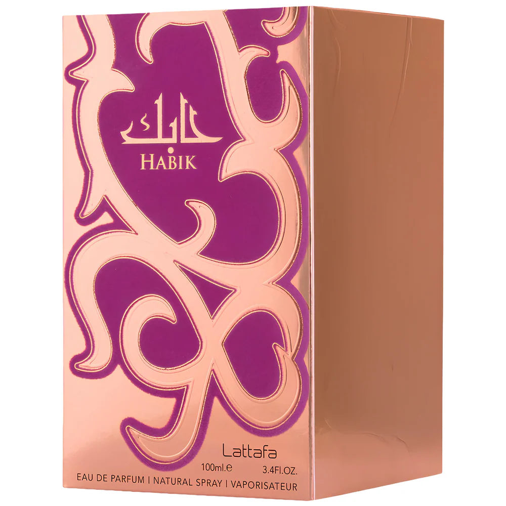 Lattafa Habik Eau de Parfum for women 100ml floral fruity sweet luxury perfume bottle and box