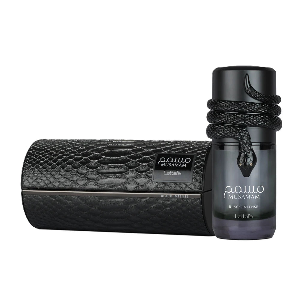 Lattafa Musamam Black Intense Eau de Parfum 100ml bottle and packaging