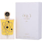 Lattafa Tharwah Gold 3.4 oz Eau de Parfum – unisex amber vanilla fragrance bottle on white background
