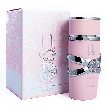 Lattafa Yara Eau de Parfum 3.4 oz (100ml) for women – bottle and box on white background.