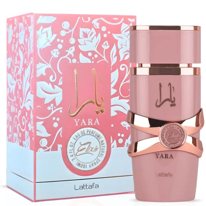 Lattafa Yara Elixir Eau de Parfum for women sweet creamy gourmand perfume bottle