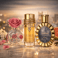 Lattafa fragrance bundle featuring Layaan, Victoria, and Musamam perfumes displayed on a clean white reflective surface