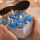 Luxury heart marble candle box with blue rose scented candles, handmade romantic gift candle set