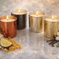 Luxury metallic glass candle handmade with premium soy wax in decorative glass jar
