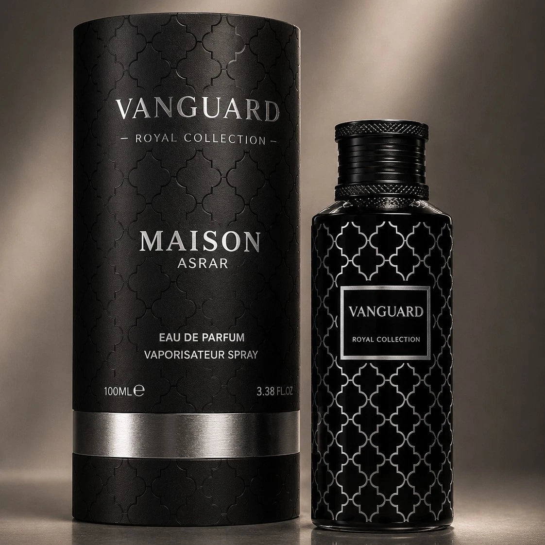 Maison Asrar Vanguard Royal Collection Eau de Parfum 100 ml unisex fragrance bottle and box