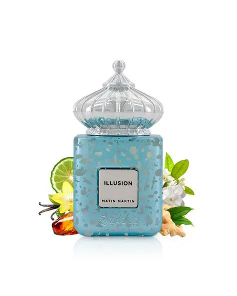 Matin Martin Illusion Eau de Parfum 100 ml unisex blue fragrance bottle and retail box