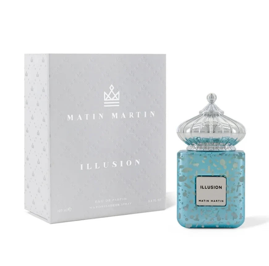 Matin Martin Illusion Eau de Parfum 100 ml unisex blue fragrance bottle and retail box