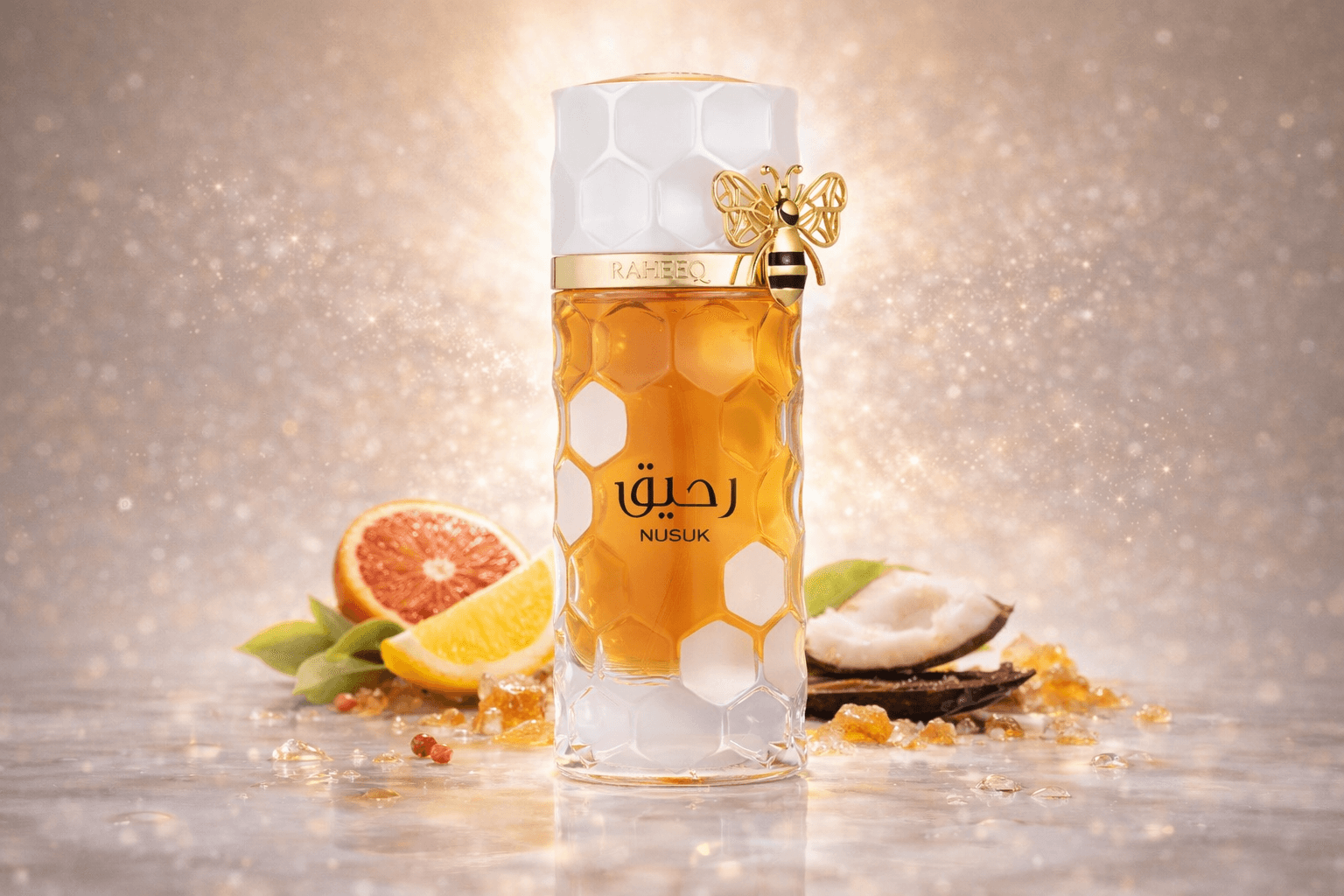 Nusuk Raheeq Extrait de Parfum Spray 3.4 oz 100ml Unisex – box and bottle