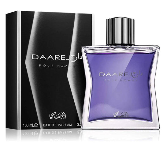 DAAREJO Pour Homme perfume bottle and packaging on a white background