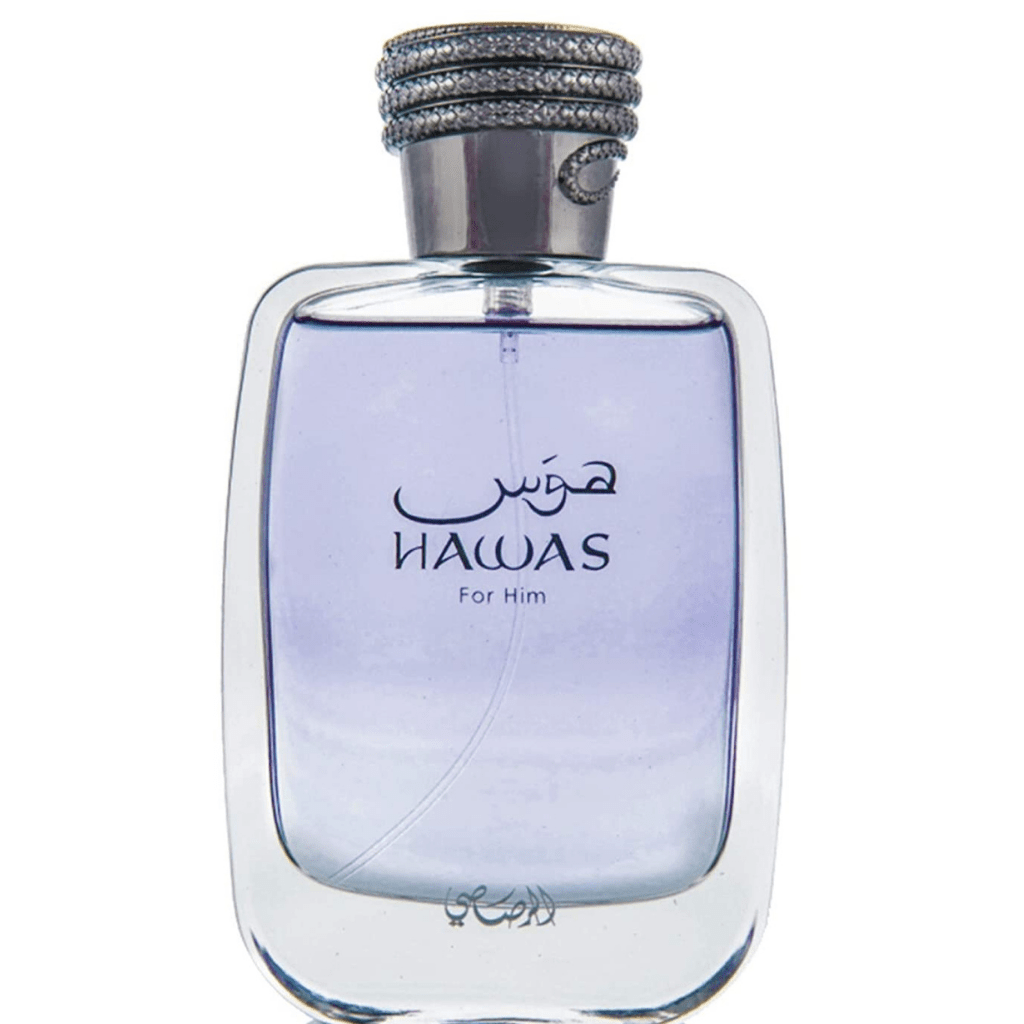 Shop Rasasi Hawas for Him Eau de Parfum 100ml a fresh and masculine fragrance with bergamot, cinnamon, ambergris, and musk. Long-lasting aquatic-oriental scent.