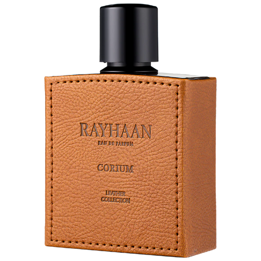 Rayhaan Corium Eau de Parfum 100ml unisex leather fragrance leather wrapped bottle