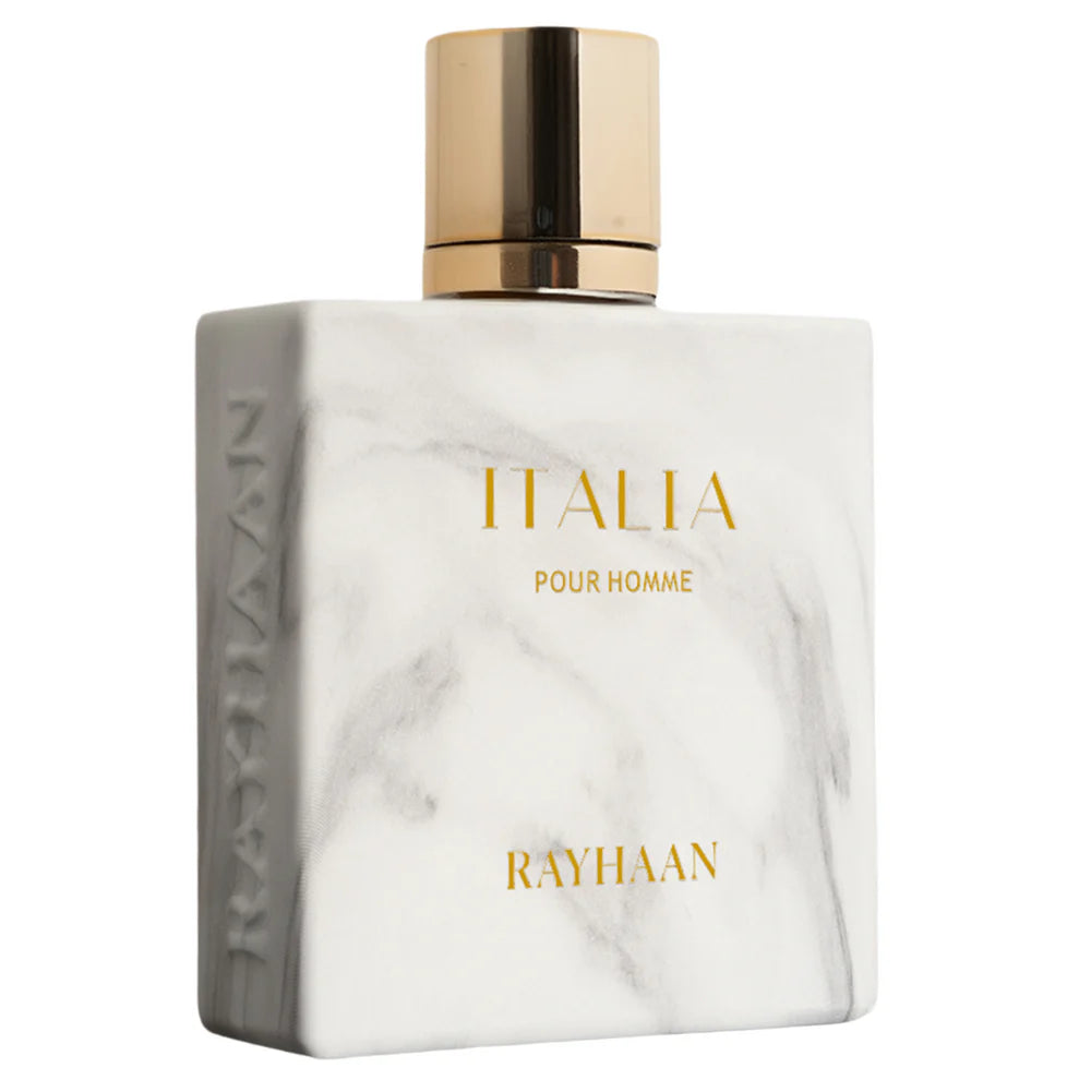 Rayhaan Italia Pour Homme Eau de Parfum 100ml men’s fresh aromatic woody fragrance bottle and box