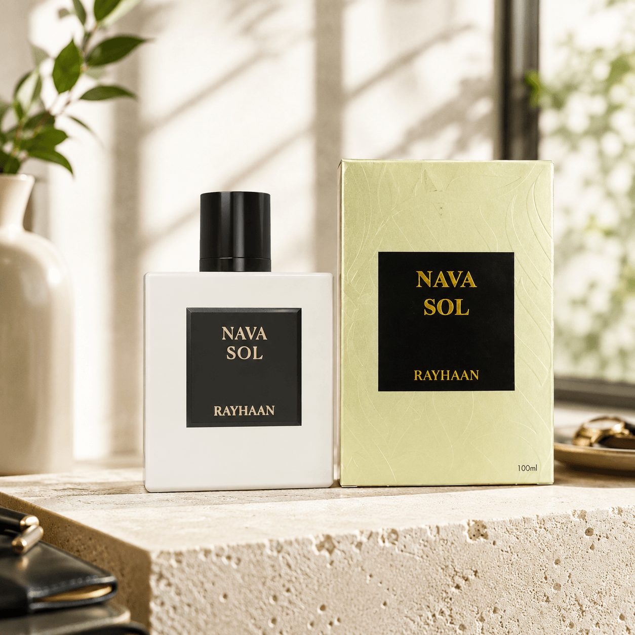 Rayhaan Nava Sol Eau de Parfum 100 ml unisex fragrance bottle and box