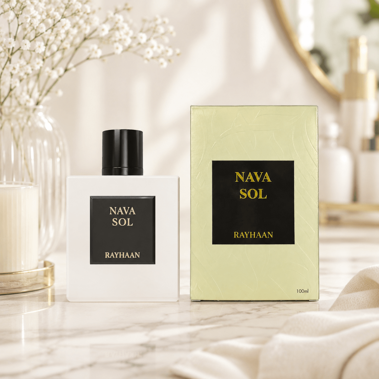 Rayhaan Nava Sol Eau de Parfum 100 ml unisex fragrance bottle and box