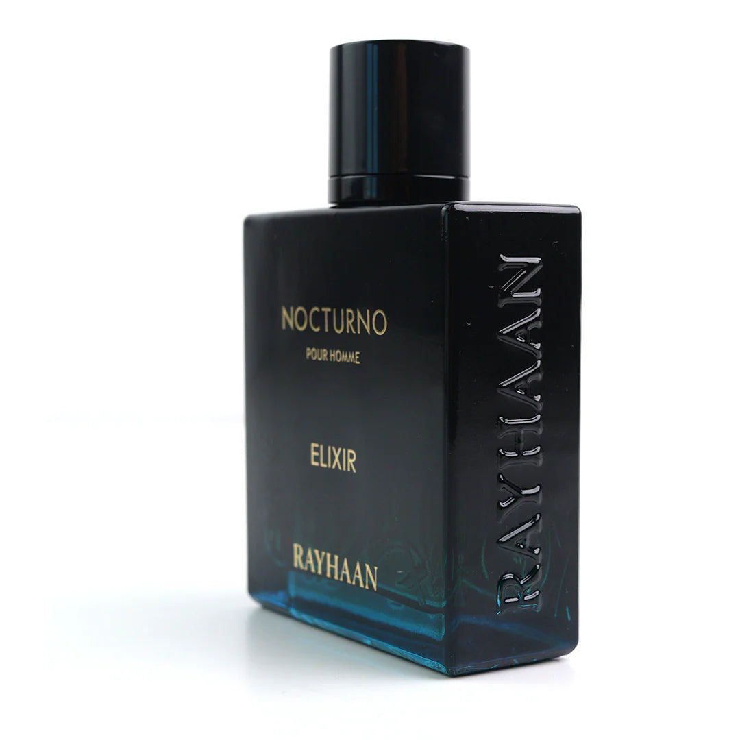Rayhaan Nocturno Elixir Eau de Parfum 100ml black and blue bottle