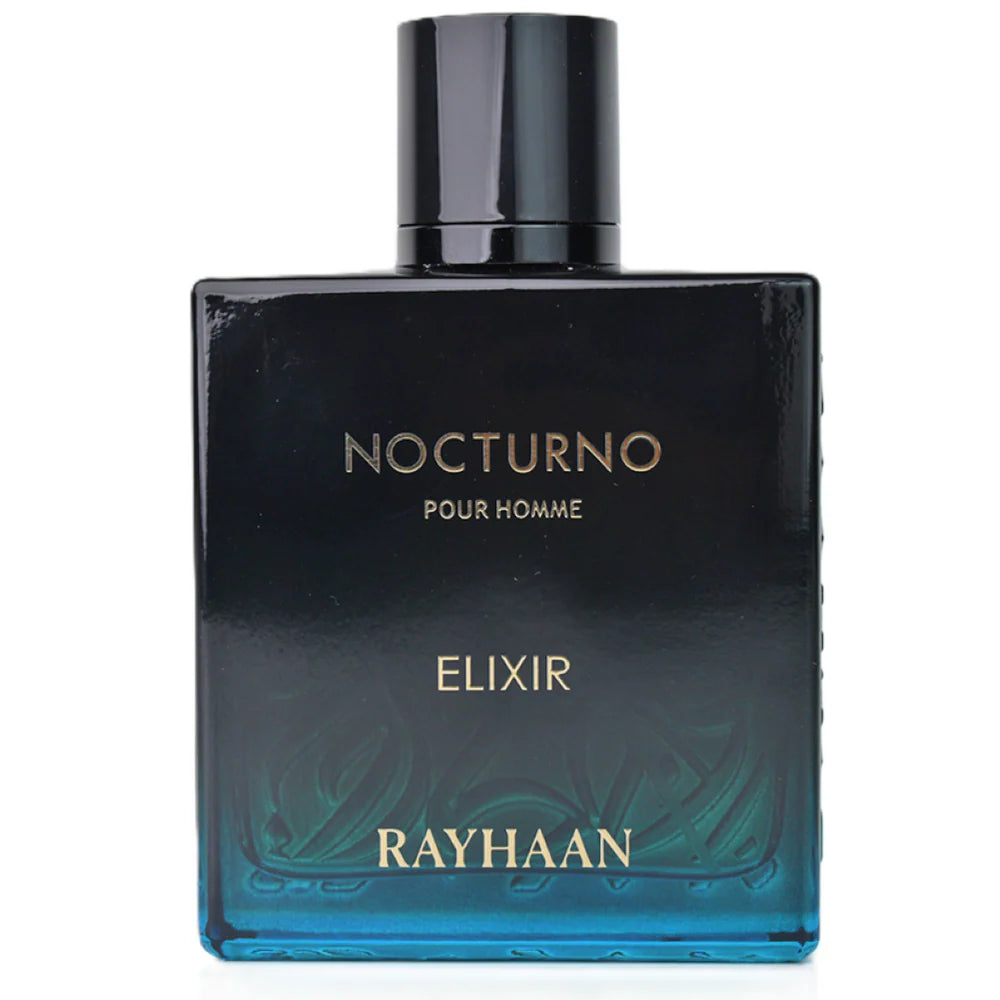Rayhaan Nocturno Elixir Eau de Parfum 100ml black and blue bottle