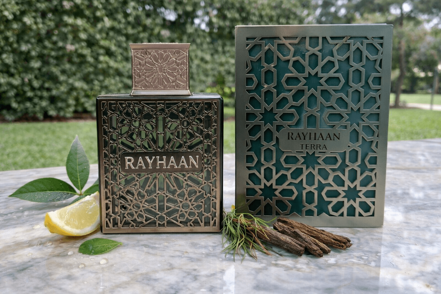 Rayhaan Terra unisex eau de parfum 100ml bottle and box