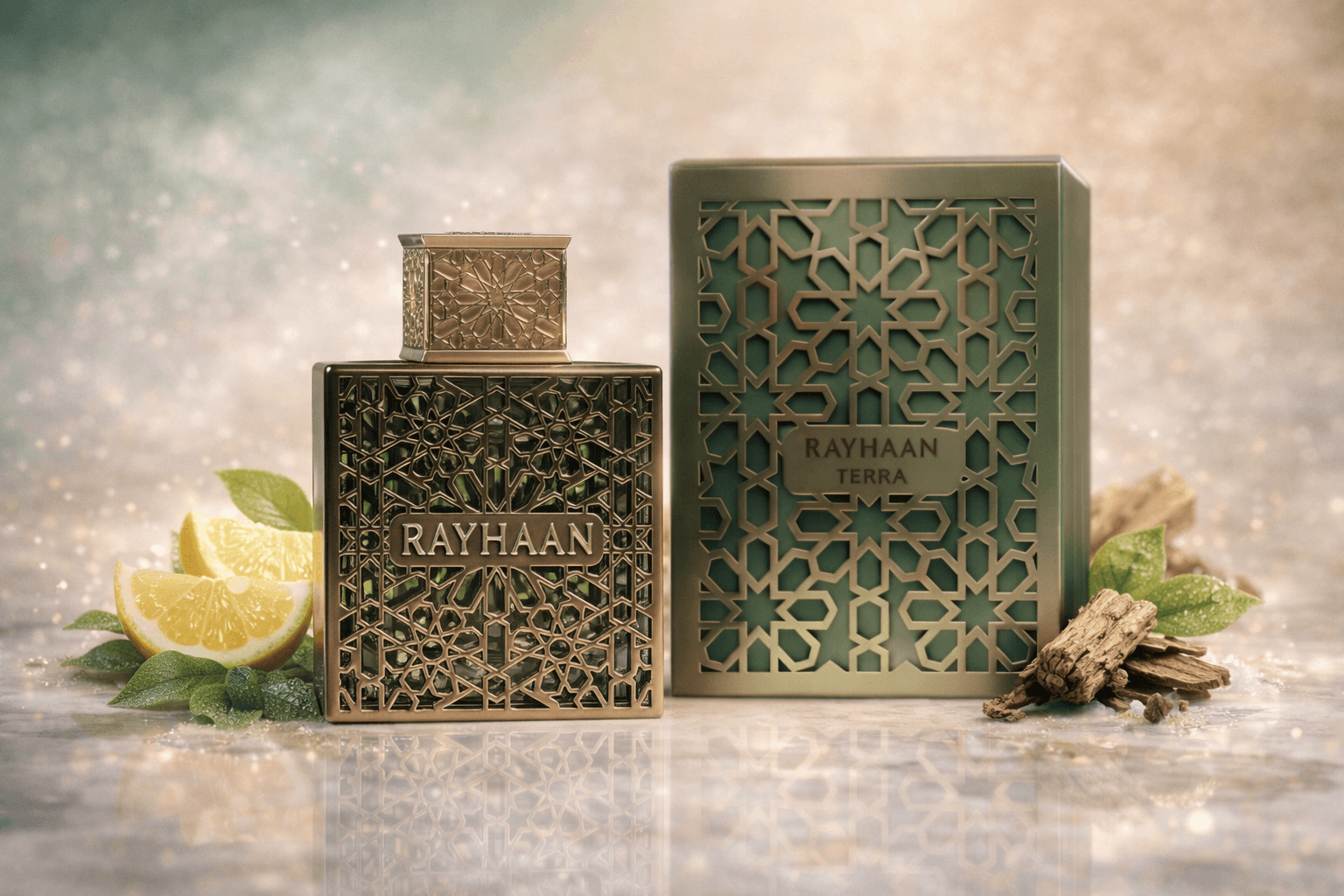 Rayhaan Terra unisex eau de parfum 100ml bottle and box