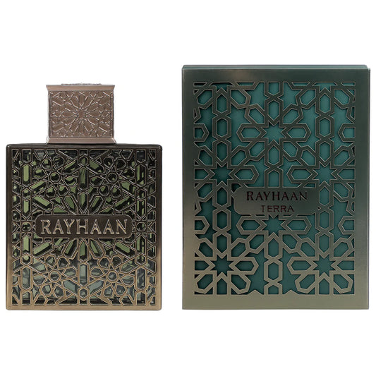 Rayhaan Terra unisex eau de parfum 100ml bottle and box