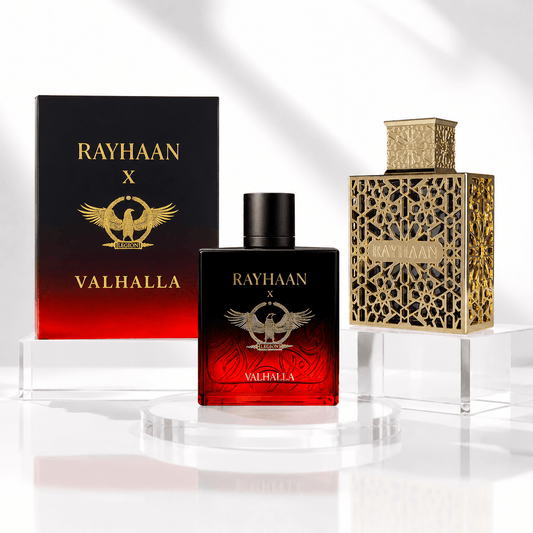 Rayhaan Valhalla and Elixir Eau de Parfum bundle with two 100 ml fragrance bottles