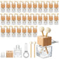 Refillable car vent diffuser — clear glass bottle with beech wood cap, rotating clip and wooden aroma sticks